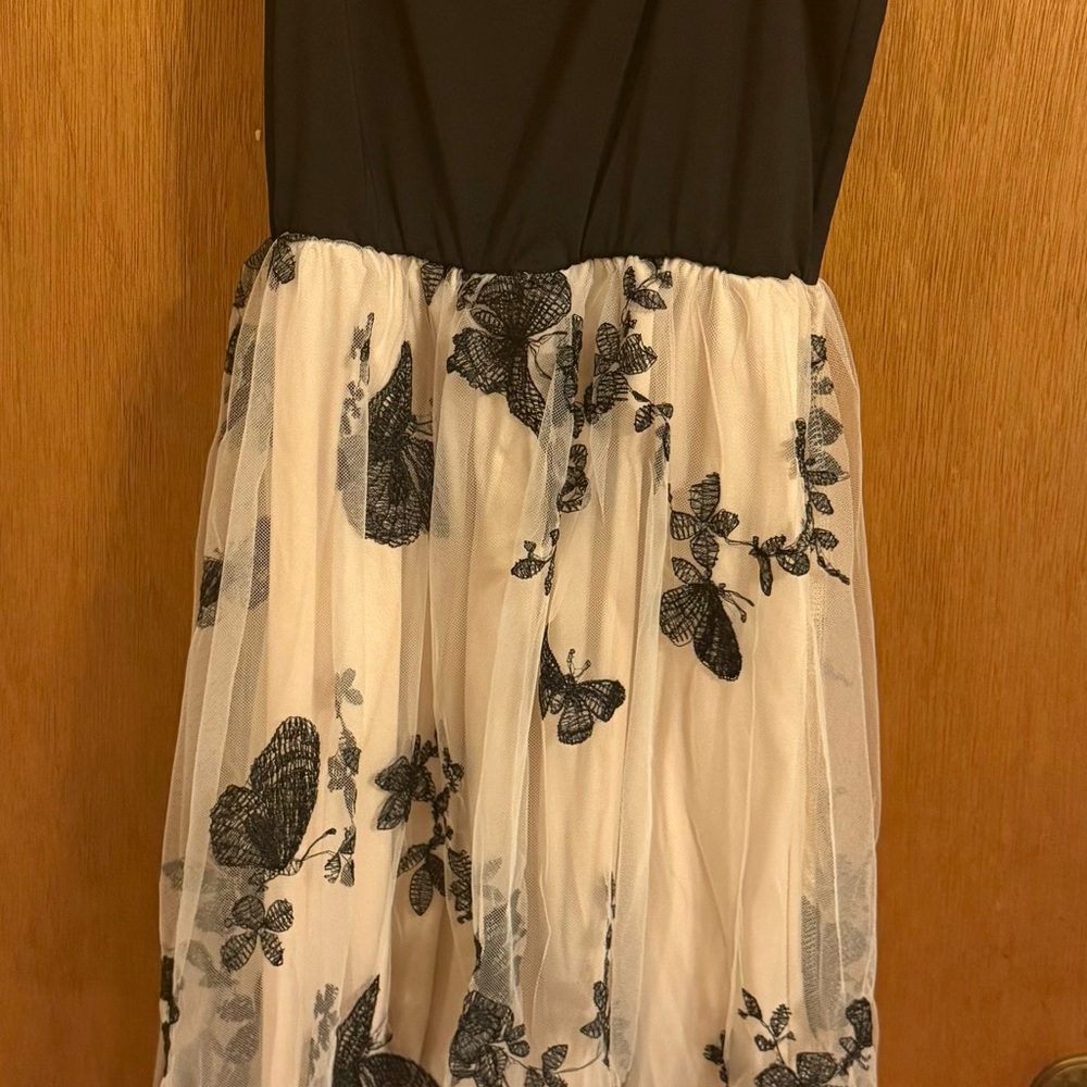 Black and White Dress with Butterfly Design